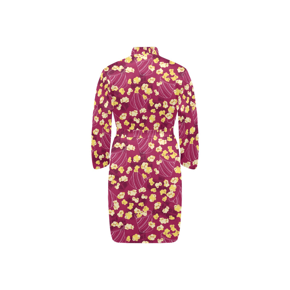 Popcorn Pattern Print Design 02 Men's Long Sleeve Belted Night Robe
