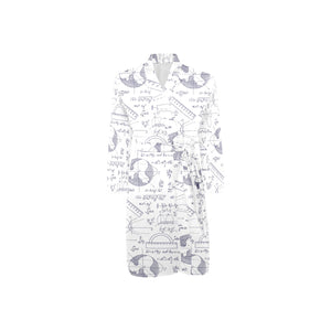 Math Pattern Print Design 03 Men's Long Sleeve Belted Night Robe