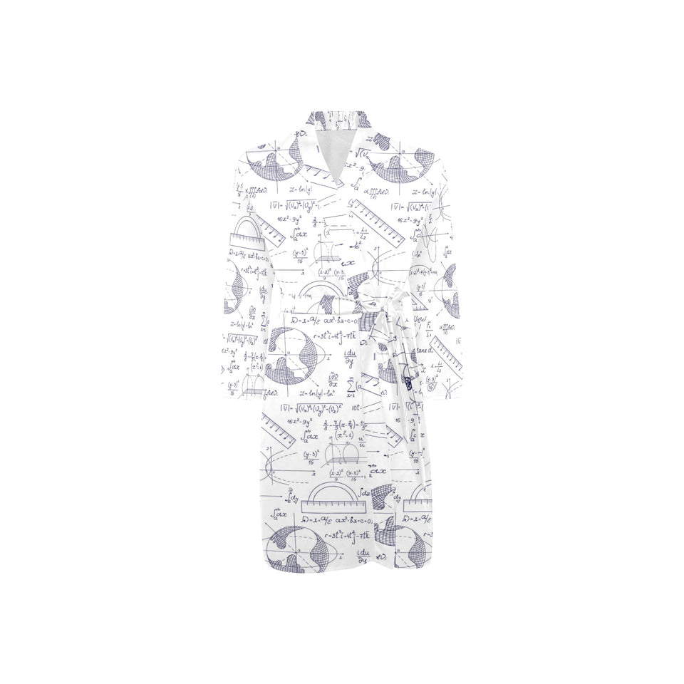 Math Pattern Print Design 03 Men's Long Sleeve Belted Night Robe