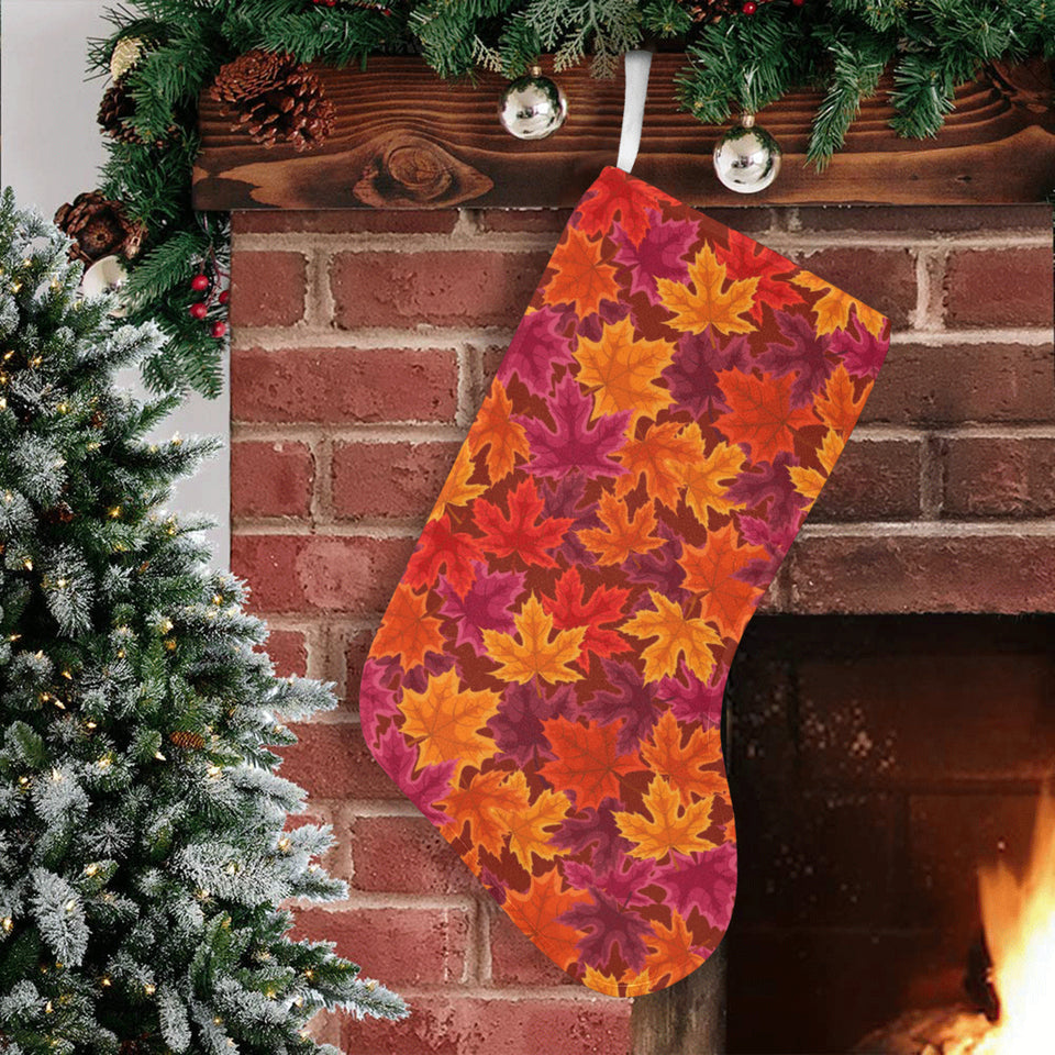 Autumn maple leaf pattern Christmas Stocking