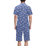 Seagull Pattern Print Design 03 Men's V-Neck Short Pajama Set