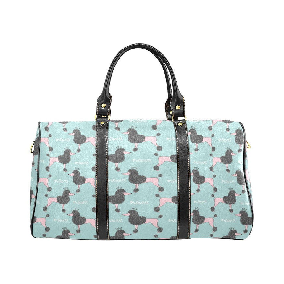poodle dog green background Travel Bag