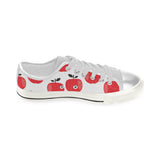red apples white background Women's Low Top Canvas Shoes White