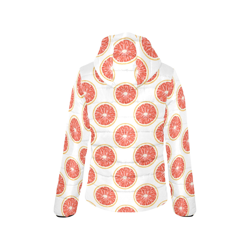 Grapefruit pattern Women's Padded Hooded Jacket