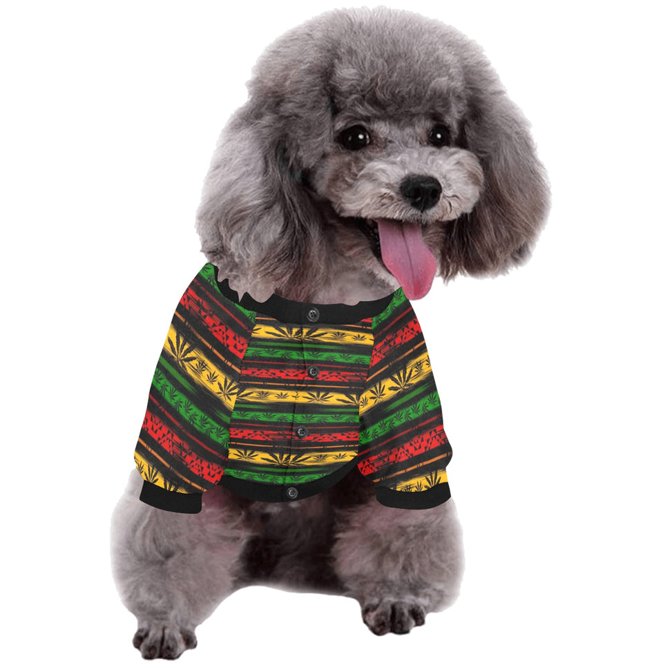 Canabis Marijuana Weed Pattern Print Design 04 All Over Print Pet Dog Round Neck Fuzzy Shirt
