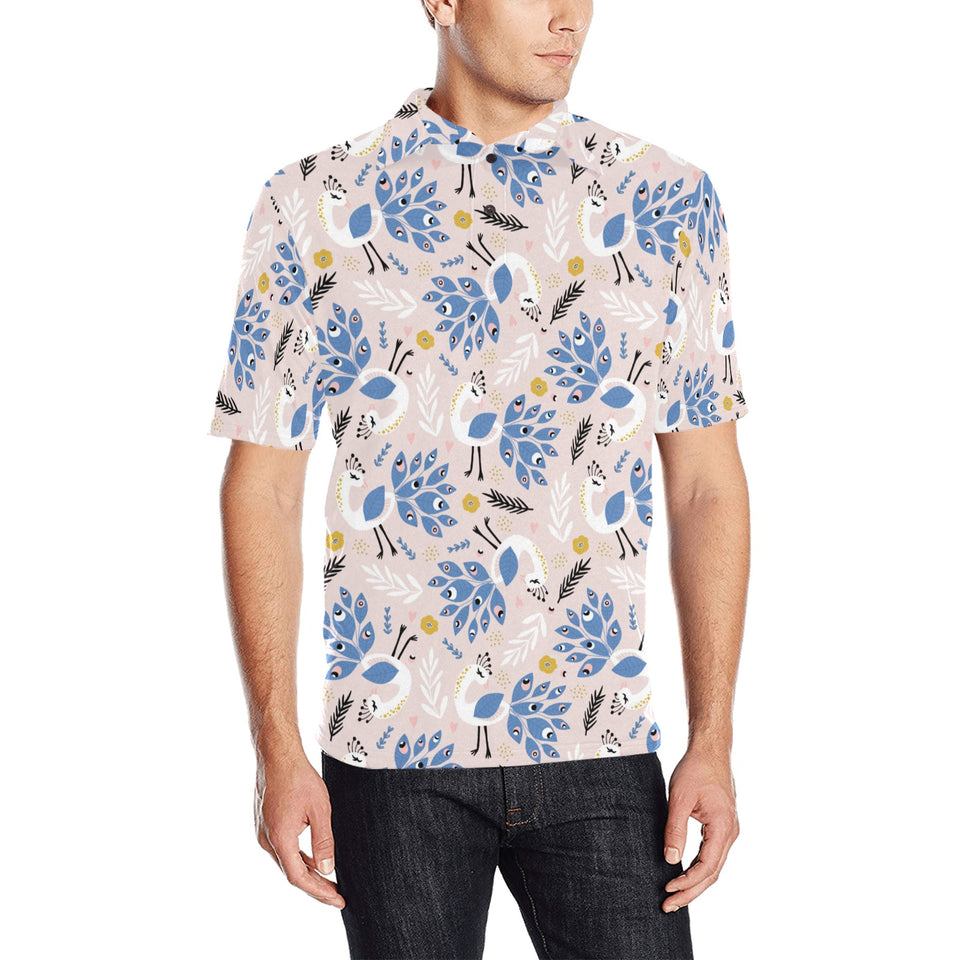 Cute peacock pattern Men's All Over Print Polo Shirt