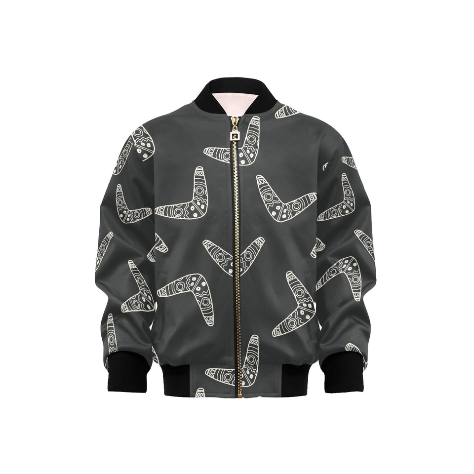Hand drawn boomerang Australian aboriginal ornamen Kids' Boys' Girls' Bomber Jacket