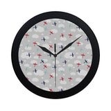 Airplane cloud grey background Elegant Black Wall Clock
