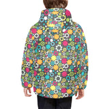 Gear Pattern Print Design 03 Kids' Boys' Girls' Padded Hooded Jacket