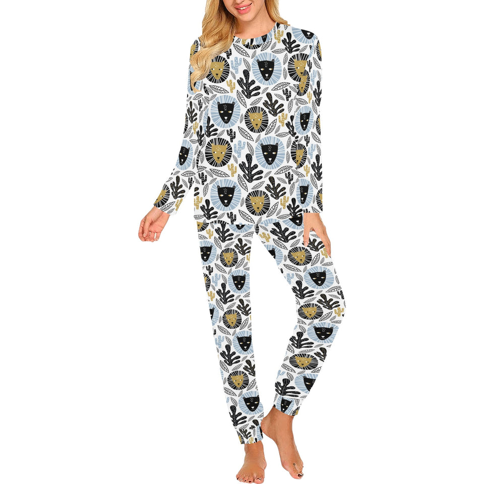 Lion Pattern Print Design 05 Women's All Over Print Pajama Set