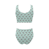 Kangaroo pattern background Chest Bowknot High Waisted Bikini Swimsuit