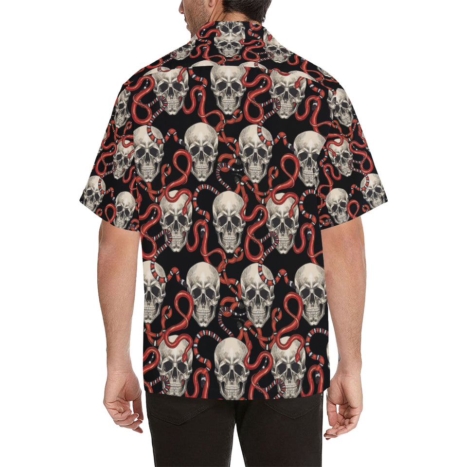 Red snake skull pattern Men's All Over Print Hawaiian Shirt
