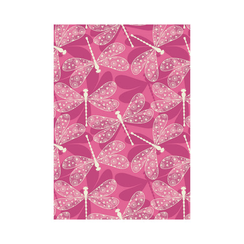 Beautiful dragonfly pink background House Flag Garden Flag