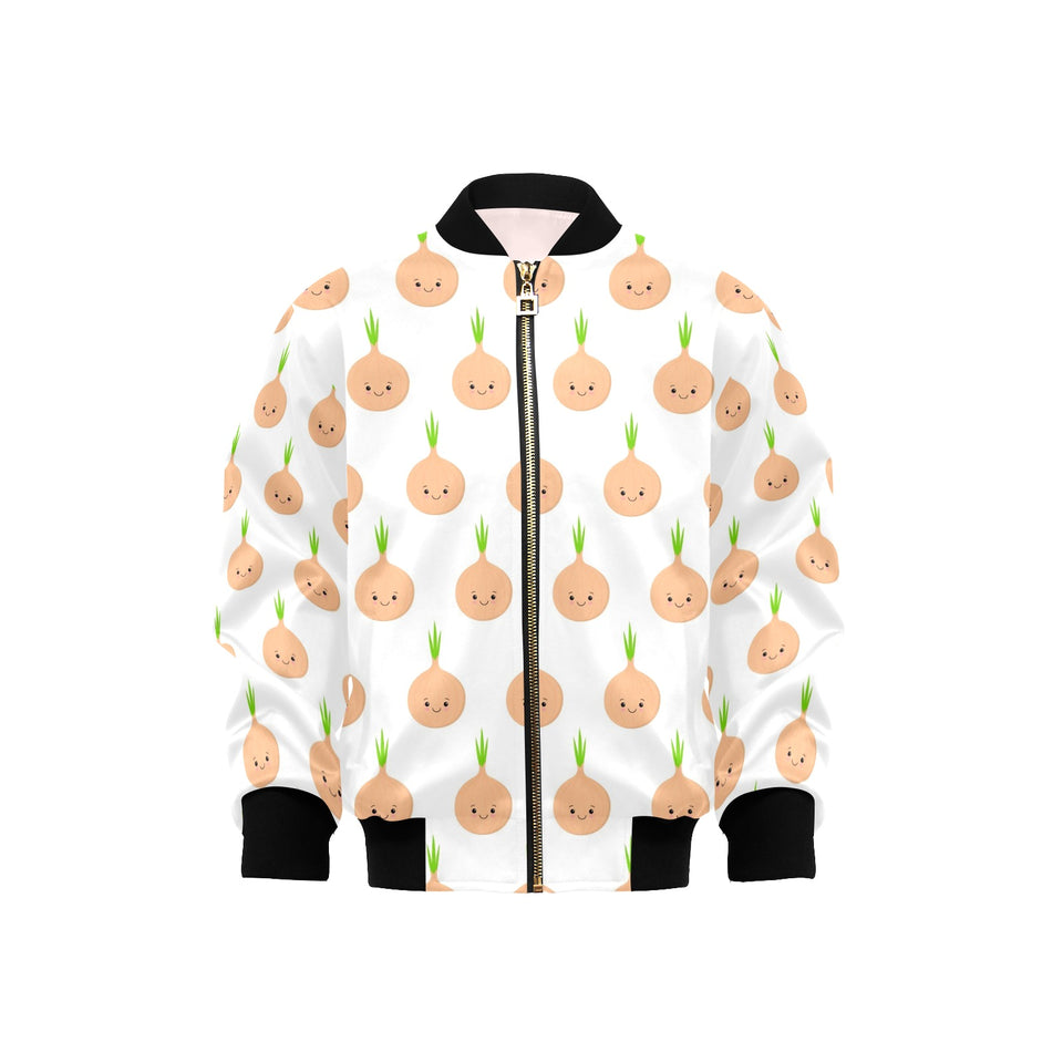 cute onions smiling faces Kids' Boys' Girls' Bomber Jacket