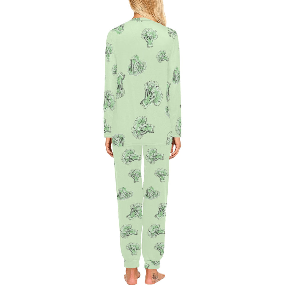 broccoli sketch pattern Women's All Over Print Pajama Set