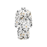 Anchors Rudders pattern Men's Long Sleeve Belted Night Robe