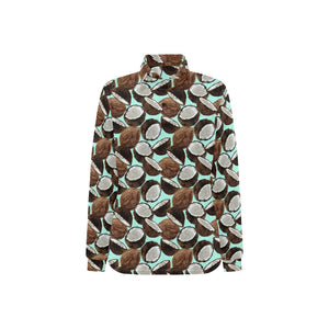 Coconut Pattern Print Design 03 Women's Long Sleeve Polo Shirt