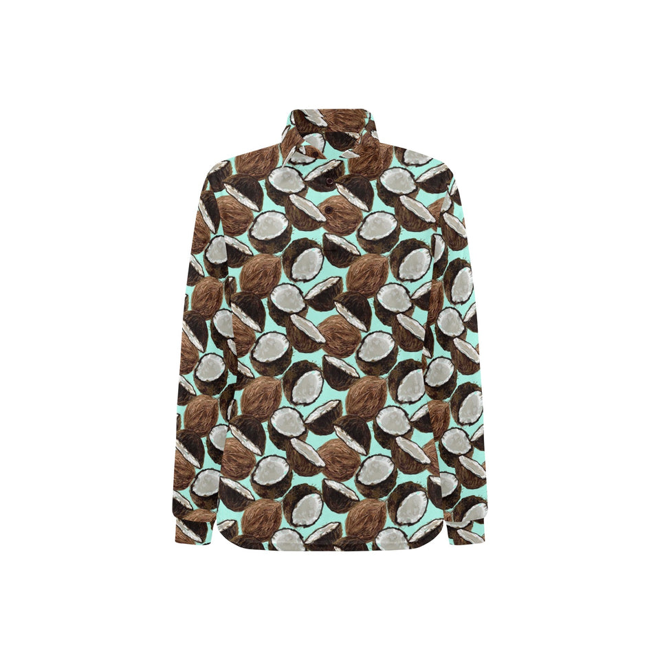 Coconut Pattern Print Design 03 Women's Long Sleeve Polo Shirt