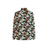 Coconut Pattern Print Design 03 Women's Long Sleeve Polo Shirt