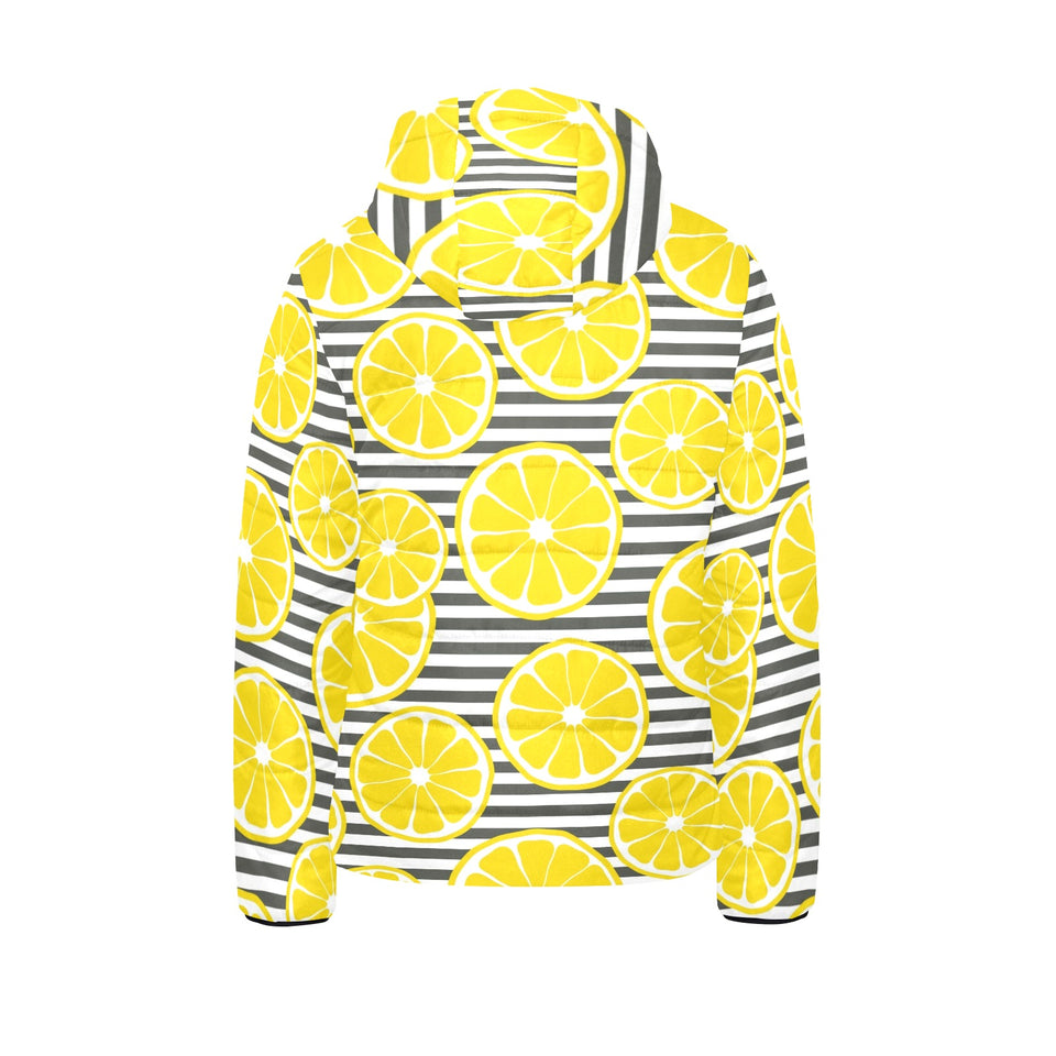 slice of lemon design pattern Kids' Boys' Girls' Padded Hooded Jacket