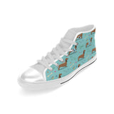 Dachshund decorative background Men's High Top Canvas Shoes White