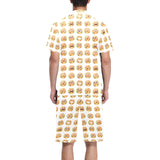 Hamburger Pattern Print Design 04 Men's V-Neck Short Pajama Set