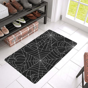 Spider web pattern Black background white cobweb Doormat