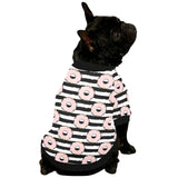 Donuts pink icing striped pattern All Over Print Pet Dog Round Neck Fuzzy Shirt