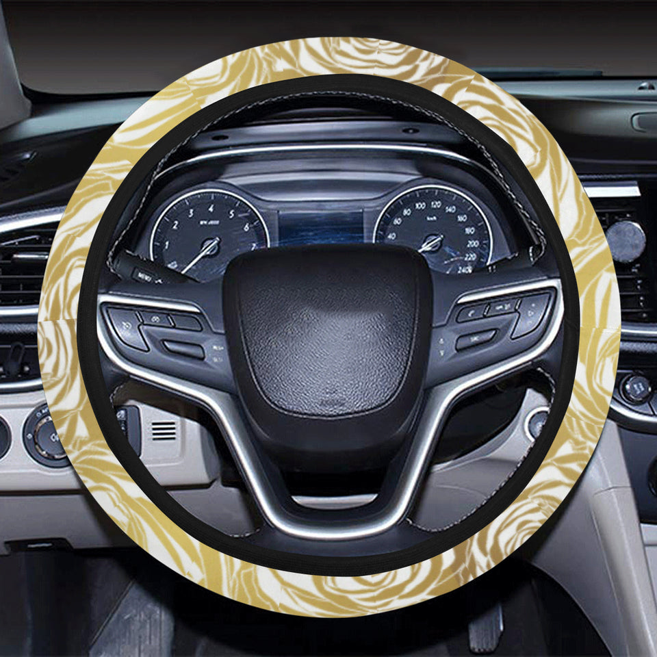 Rose Pattern Print Design 05 Car Steering Wheel Cover