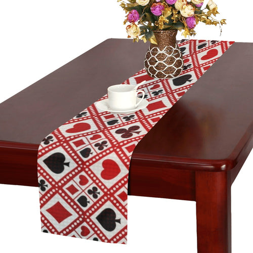 Casino Cards Suits Pattern Print Design 03 Table Runner
