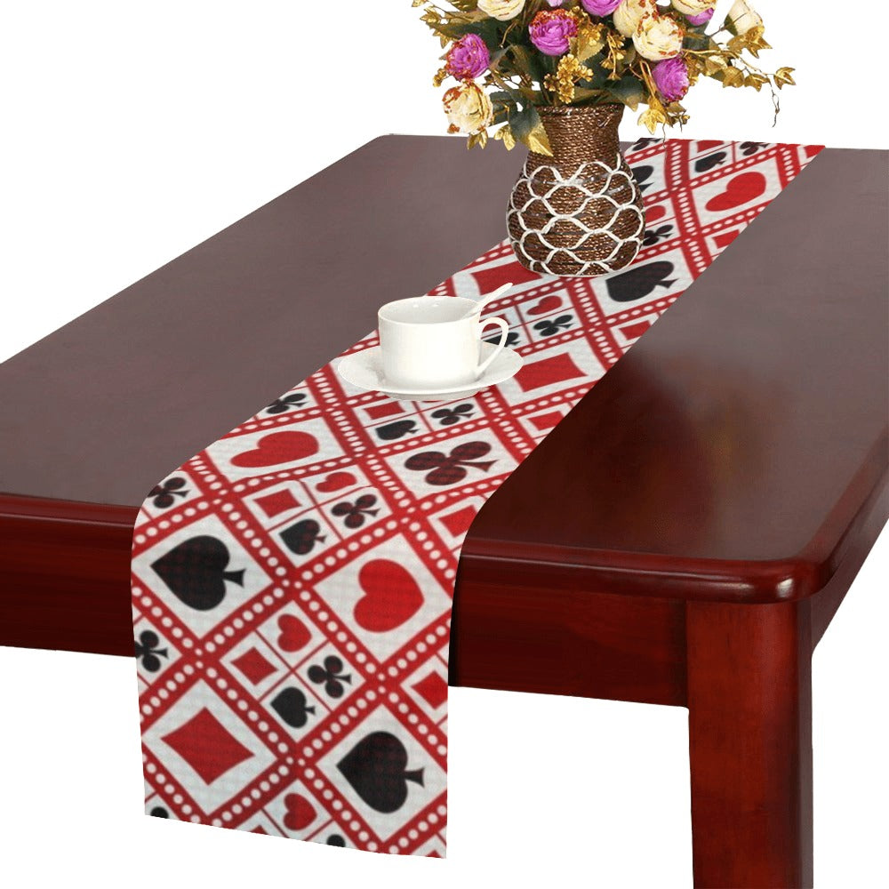 Casino Cards Suits Pattern Print Design 03 Table Runner