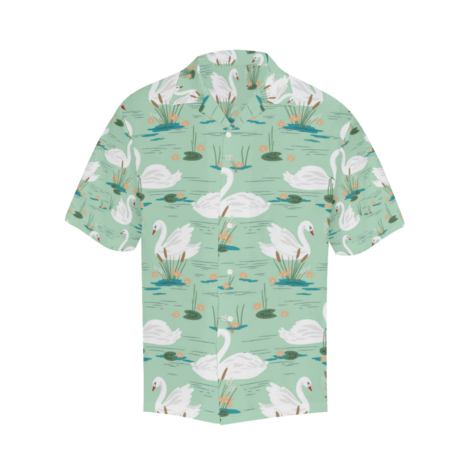 White swan lake pattern Men's All Over Print Hawaiian Shirt