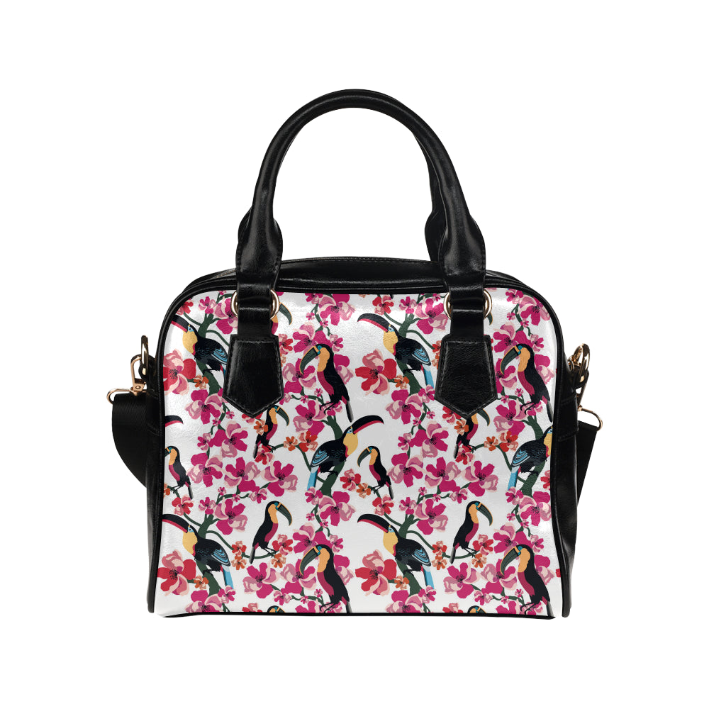 Toucan flower design pattern Shoulder Handbag