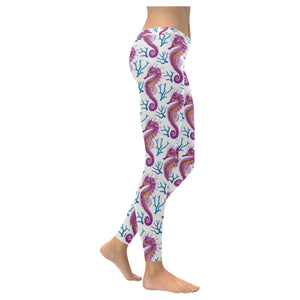Purple seahorse blue coral pattern Women's Legging Fulfilled In US