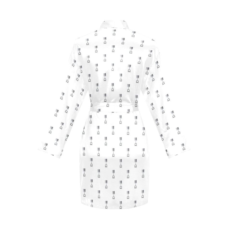 Engine Piston Background Pattern Print Design 01 Women's Long Sleeve Belted Night Robe