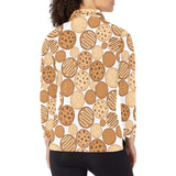 Various cookie pattern Women's Long Sleeve Polo Shirt