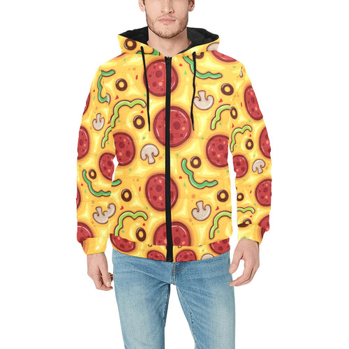 Pizza texture pattern Men's Padded Hooded Jacket