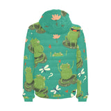 Cute frog dragonfly design pattern Men's Padded Hooded Jacket