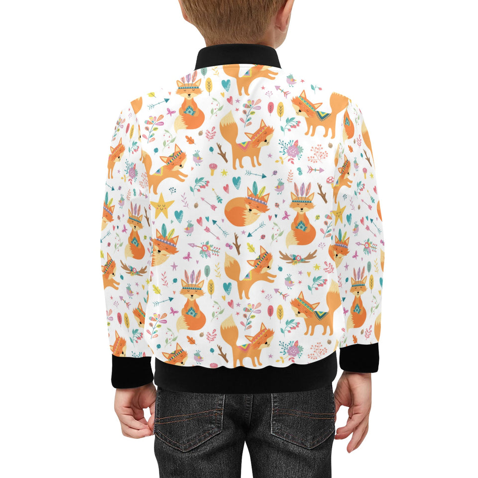 cute tribal fox pattern Kids' Boys' Girls' Bomber Jacket