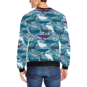 Whale design pattern Men's Crew Neck Sweatshirt
