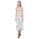 Beautiful pink lotus waterlily leaves pattern V-Neck Open Fork Long Dress