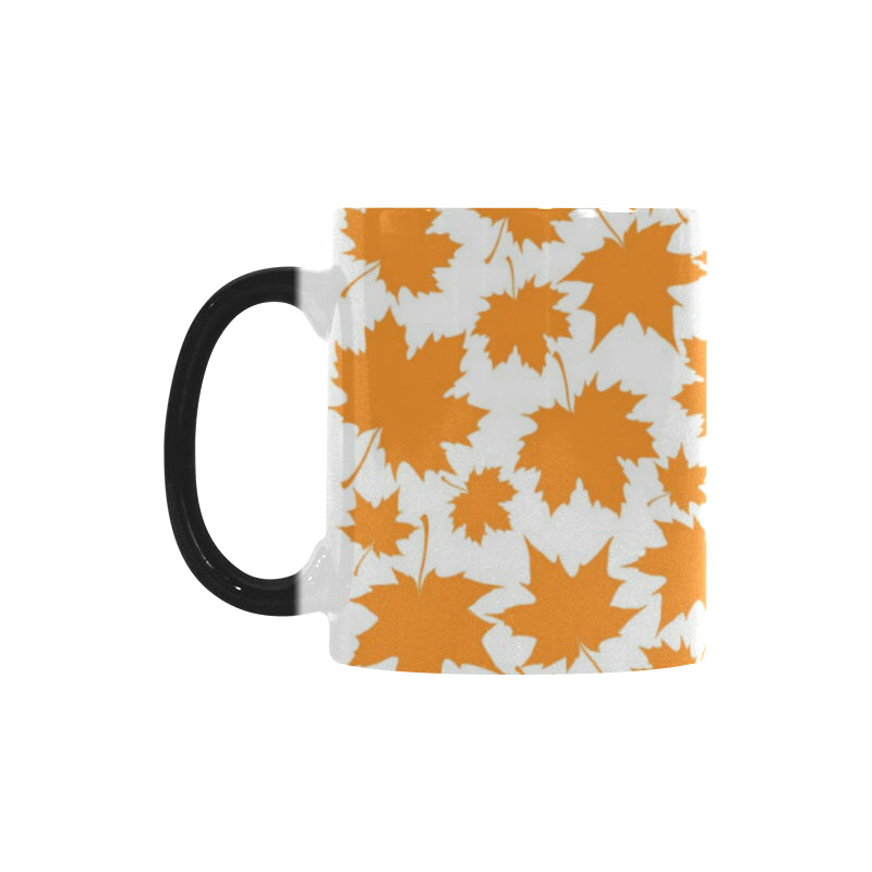 Orange Maple Leaf pattern Morphing Mug Heat Changing Mug