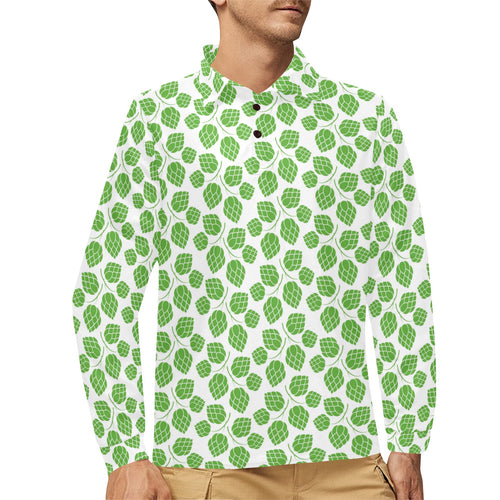 Hop pattern background Men's Long Sleeve Polo Shirt