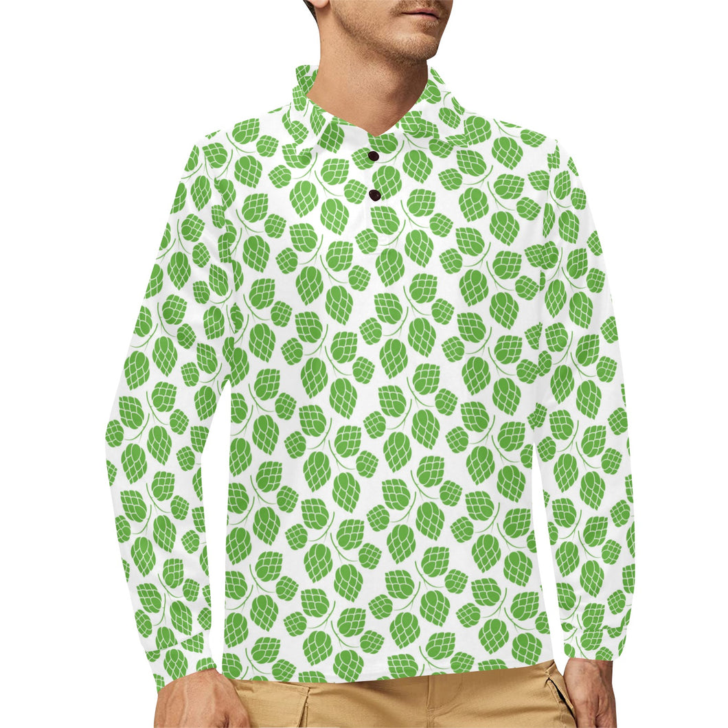 Hop pattern background Men's Long Sleeve Polo Shirt