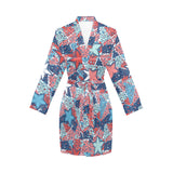 Hand drawn colorful starfish Women's Long Sleeve Belted Night Robe