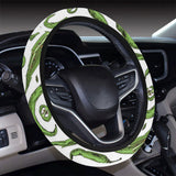 Hand drawn sketch style green Chili peppers patter Car Steering Wheel Cover