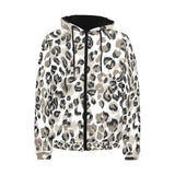 Leopard skin print pattern Men's Padded Hooded Jacket