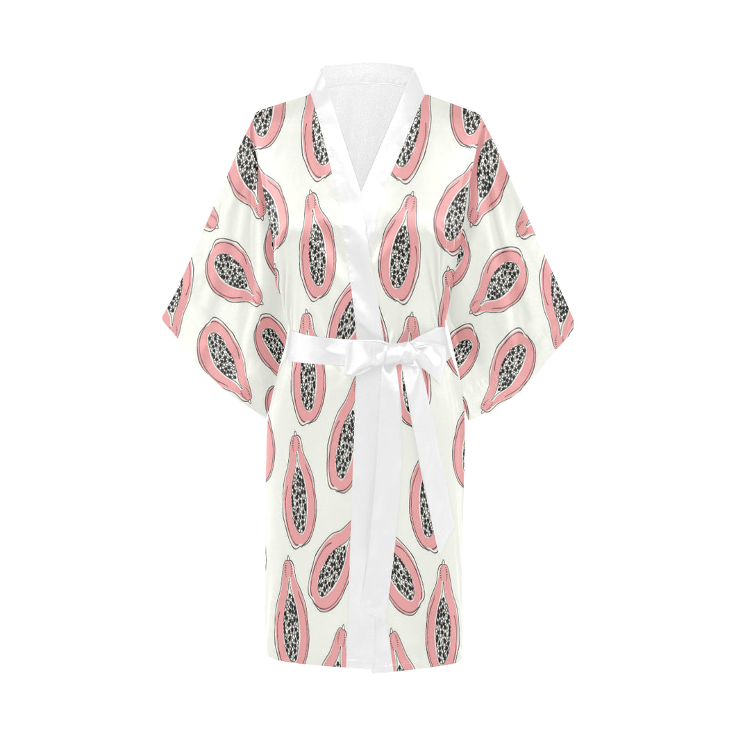 papaya pattern Women's Short Kimono Robe