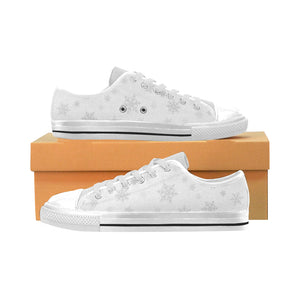 Snowflake pattern white background Men's Low Top Shoes White