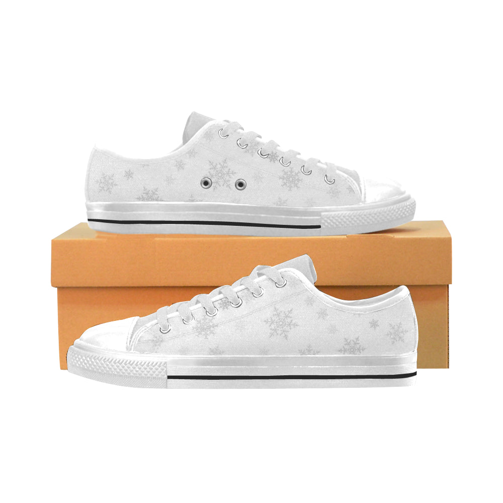 Snowflake pattern white background Men's Low Top Shoes White